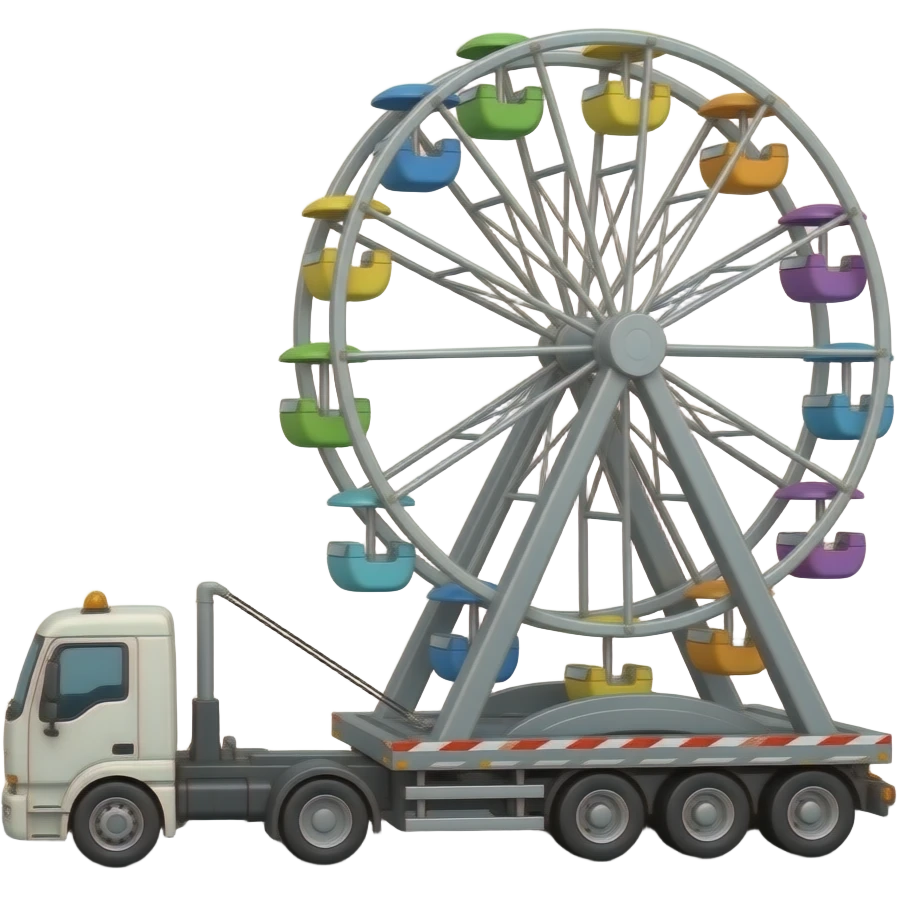 Fun fair emoji on the road being towed to the next Fair emoji