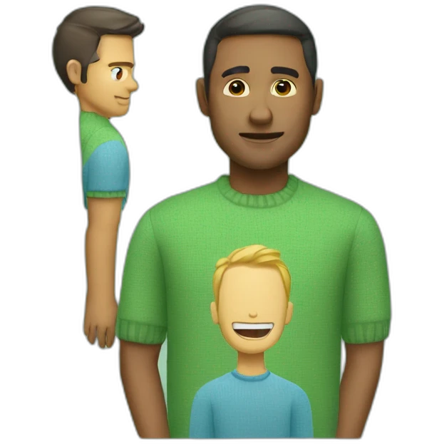 Man wearing a light blue hemd and a Green sweater emoji