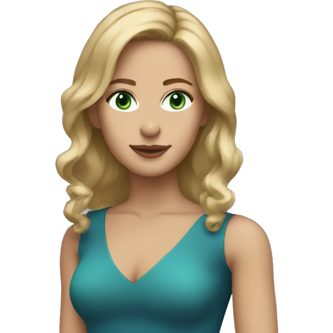 Woman with medium length dirty blonde hair, green blue eyes emoji