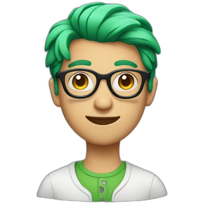 Gile with green hair and glasses holding a heart  emoji