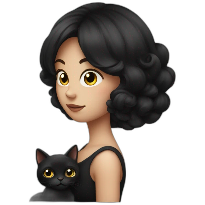 White dark haired pregnant women with Black cat emoji