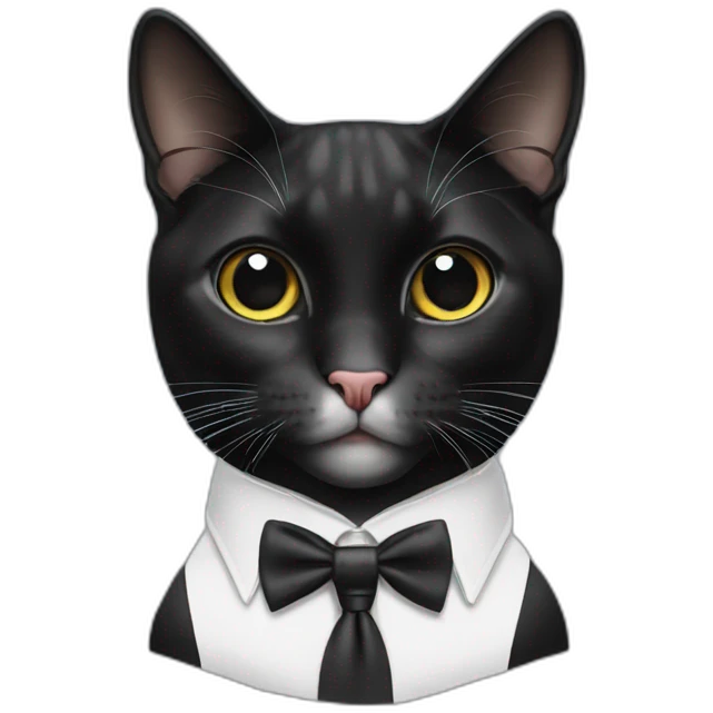 Tuxedo cat in tie emoji