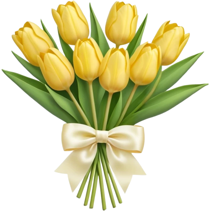 pastel yellow tulip bouquet with bow emoji
