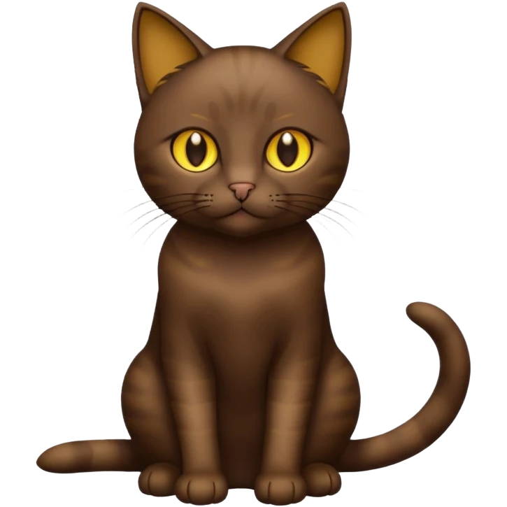Dark-Coffee-Brown sitting cat with golden eyes  (full body) emoji