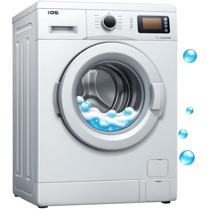 washing machine with door open and bubbles emoji