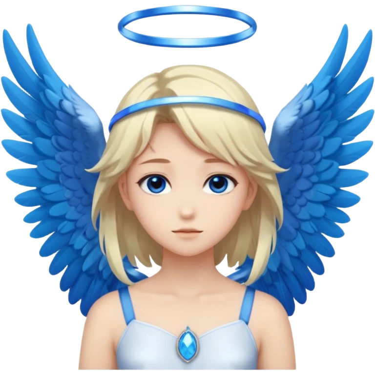 anime style angel with a blue halo and blue wings emoji