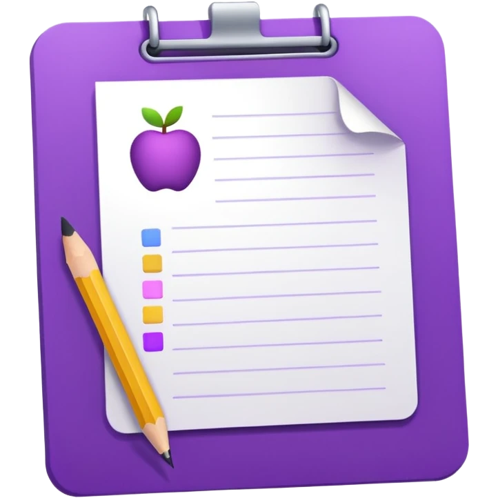 Google Form icon, purple sheet with a pencil, Apple emoji style emoji