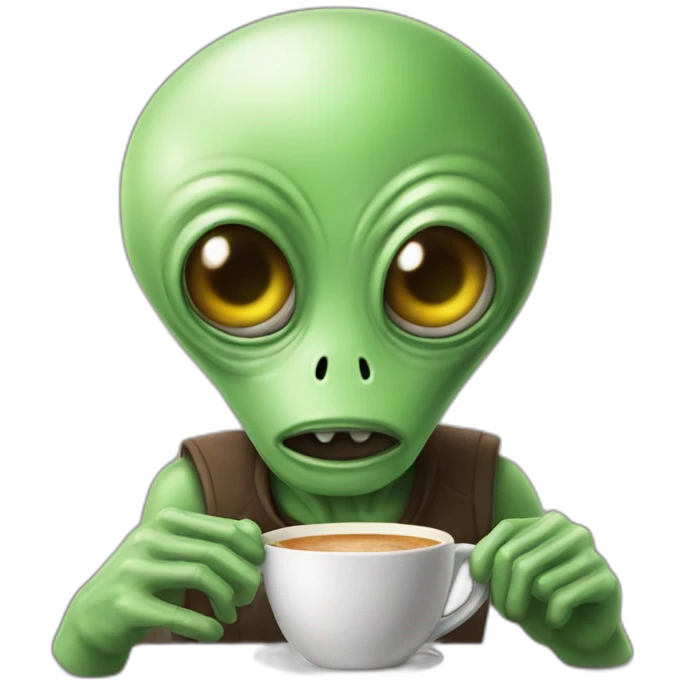 Alien tomando café emoji