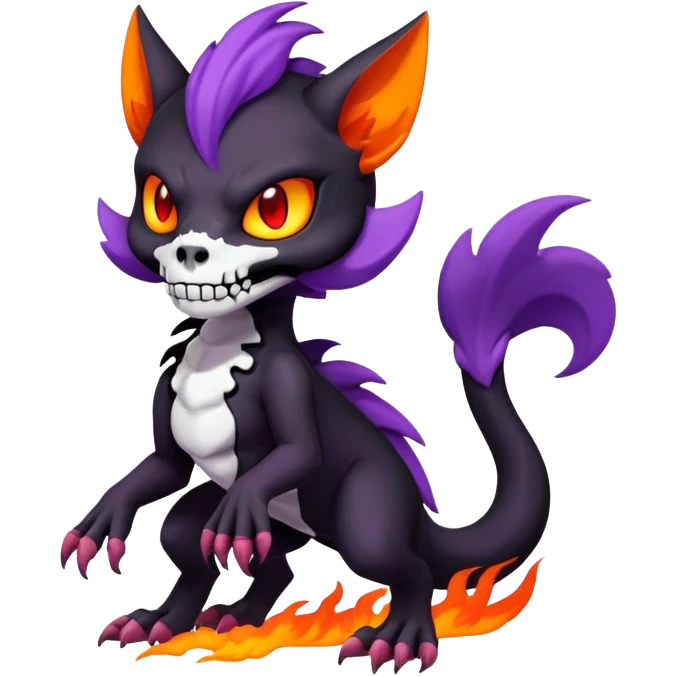 Salandit-Noibat-Litten-Hybrid with a white skull-face (Full body) emoji