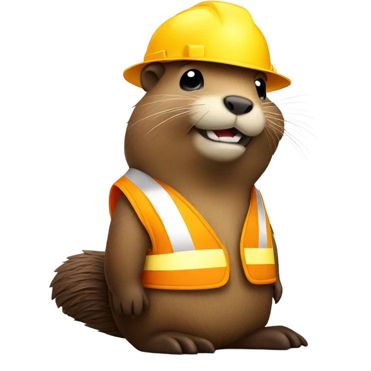 Beaver with a construction hat emoji