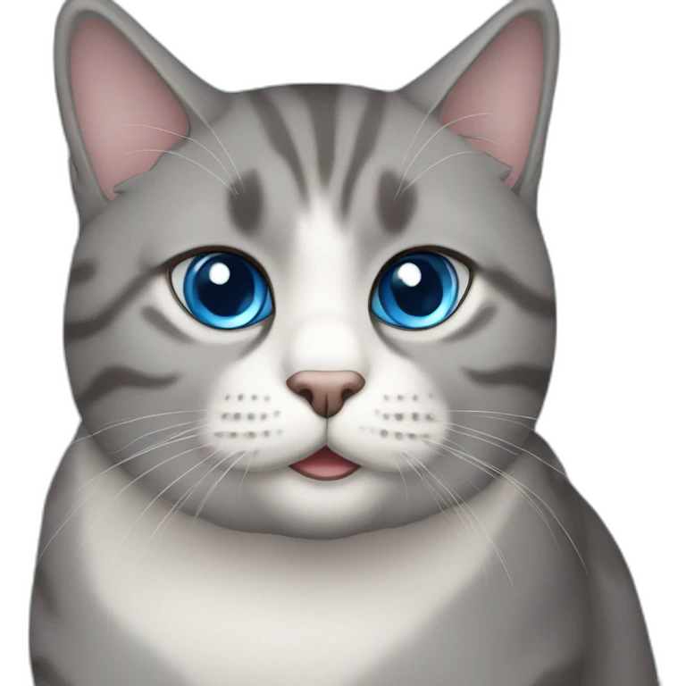 Fat Grey cat blue eyes emoji
