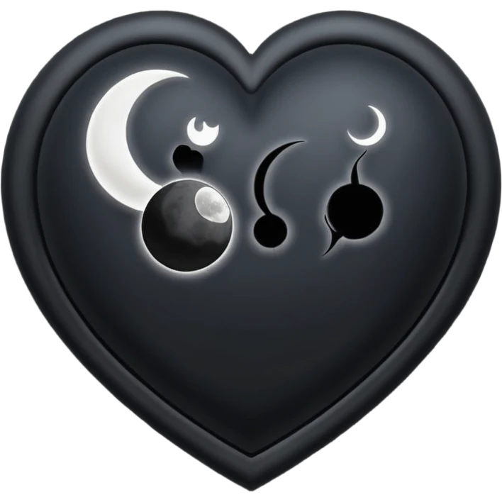 goth heart with a dark moon phase emoji