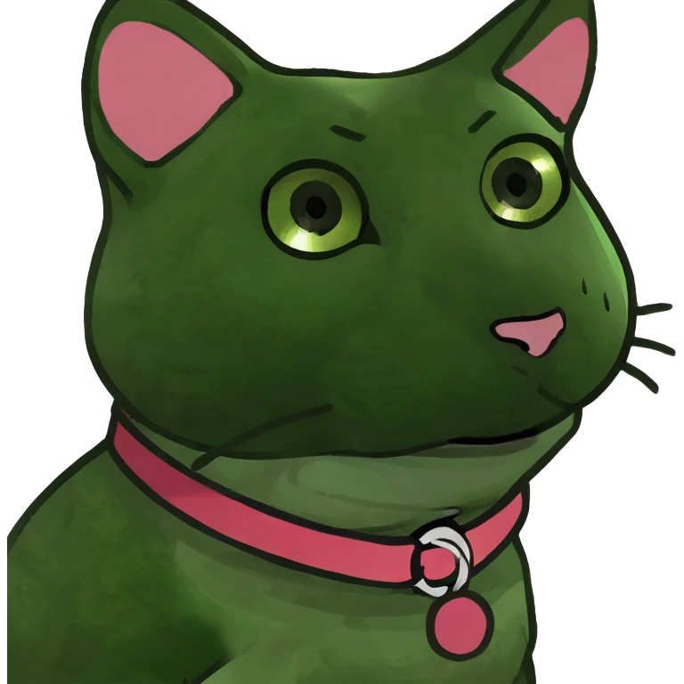 Gray tabby with pink nose and geeen eyes emoji