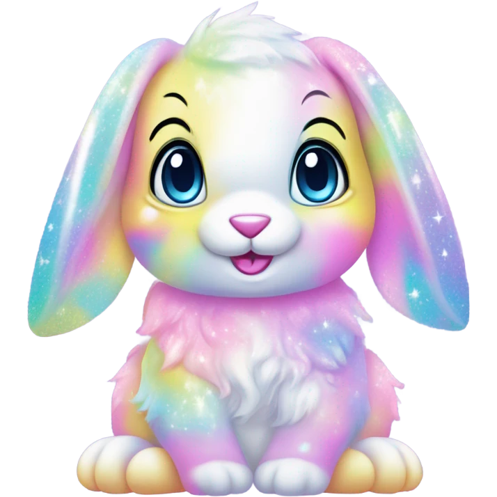Lisa frank pastel sparkle easter bunny emoji