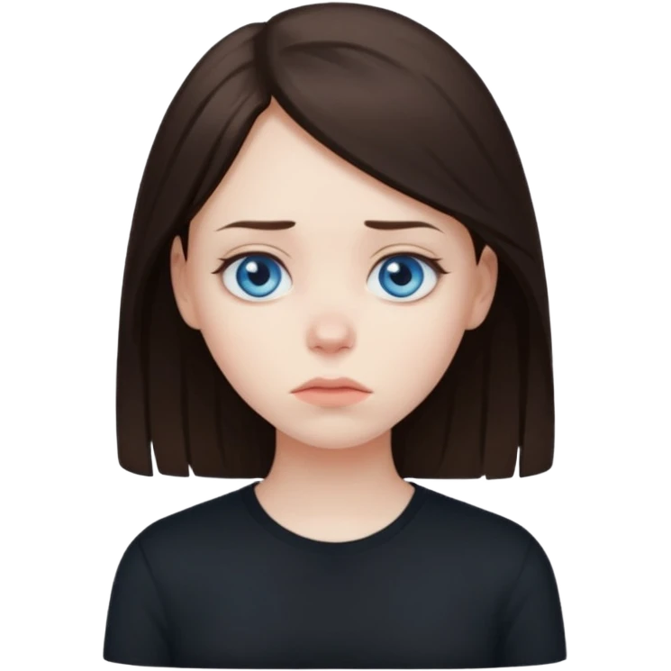 sad brunette blue eyed girl  emoji