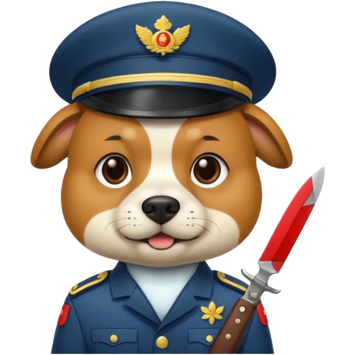 dog chinese soldider with small knife emoji