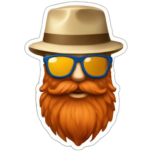 red beard with bucket hat wearing sunglasses drinking beer emoji