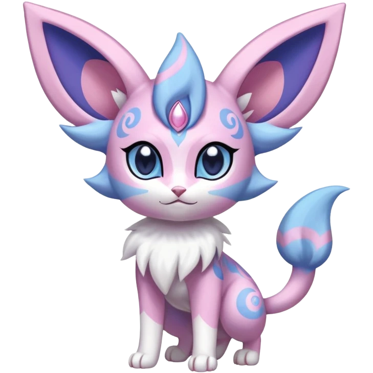 Shiny Exotic Cute Espeon-Sylveon-Purrloin-Meowstic-Hybrid-Creature with pattern-markings emoji