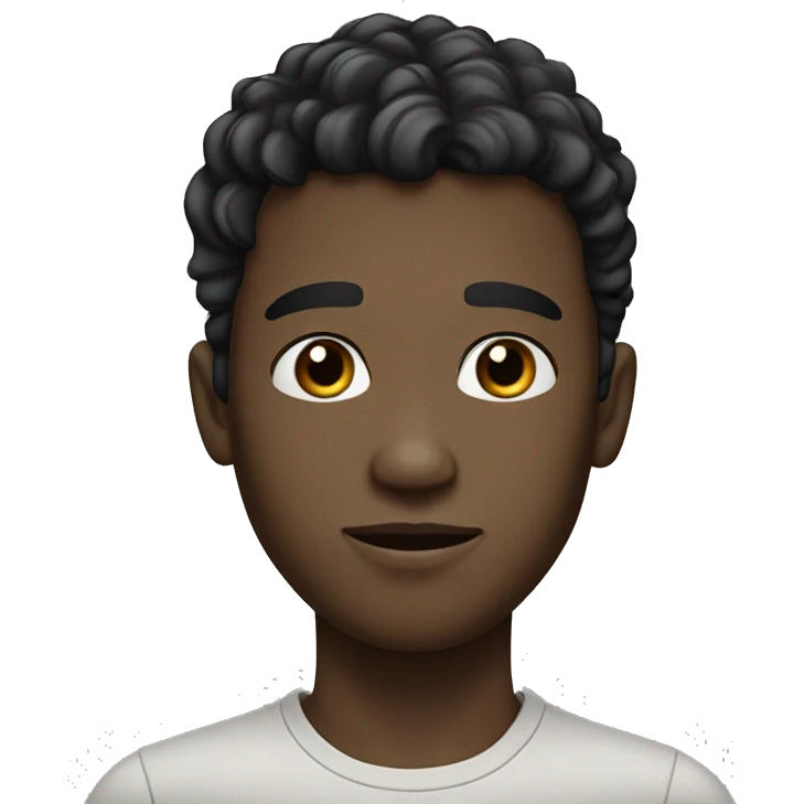 Realistic young man with white skin. he has very black and little wavy hair and bangs, he has black eyes, he is tall, he has a long neck and head emoji