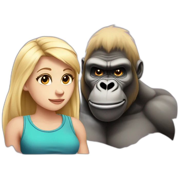 Buff Gorilla with a shy blonde girl emoji