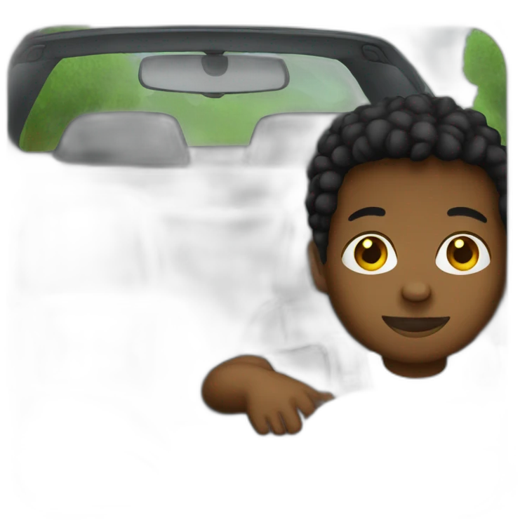 black kid sitting in a car emoji