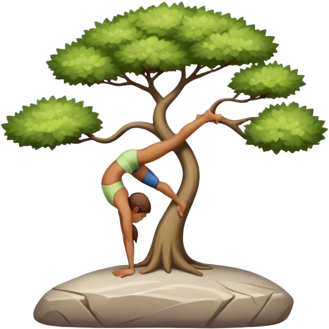 A person stands on a stone doing tree yoga emoji