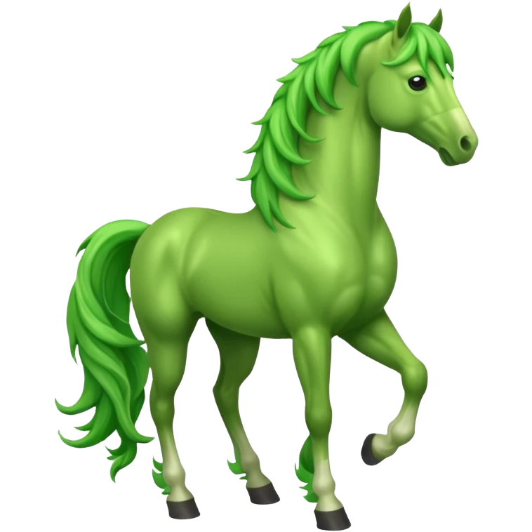 Green horse standing up with two feets  emoji