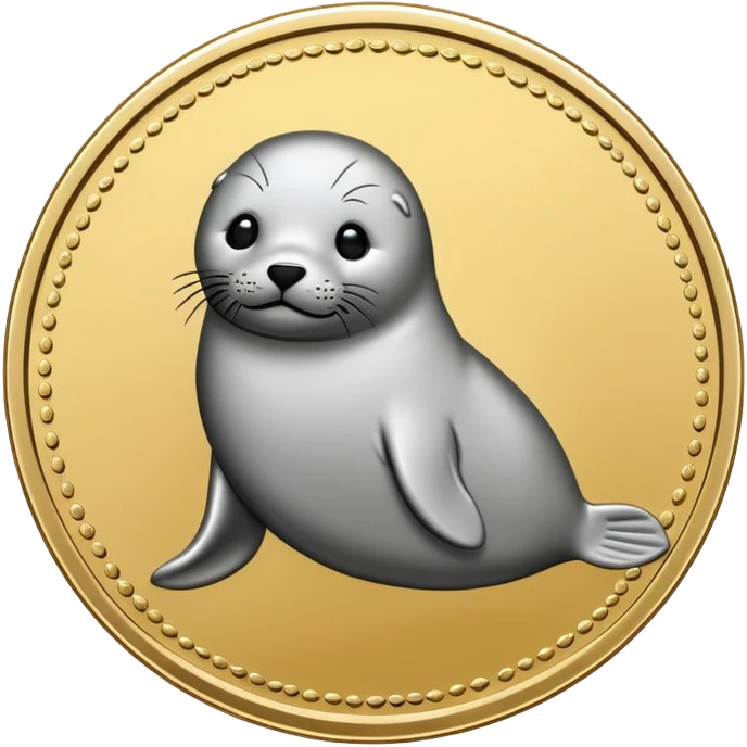 Make a coin engraved cute seal  whole body and coin price goes up emoji