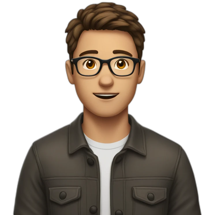 short-haired, brown-haired young man wearing glasses, unable to put a key in the lock of a door emoji