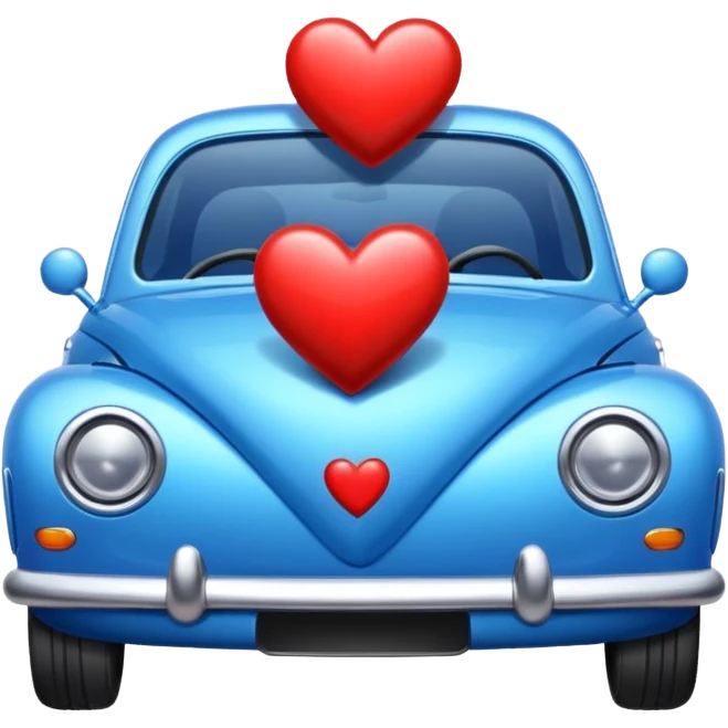 Blue car with heart emoji