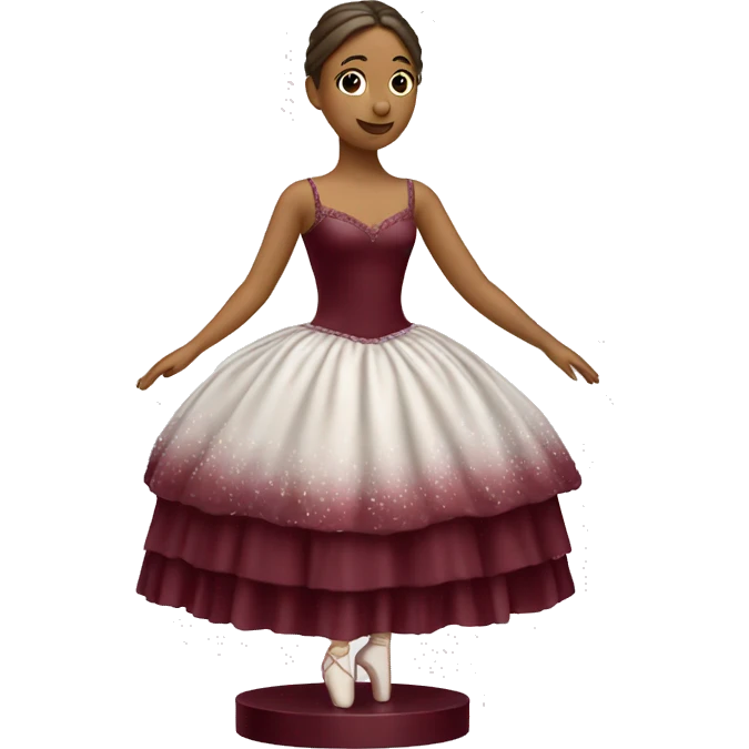burgundy snowy music box with ballerina standing back emoji