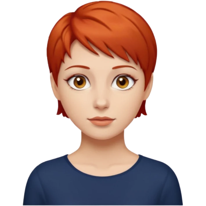 women with very short red hair and brown eyes emoji