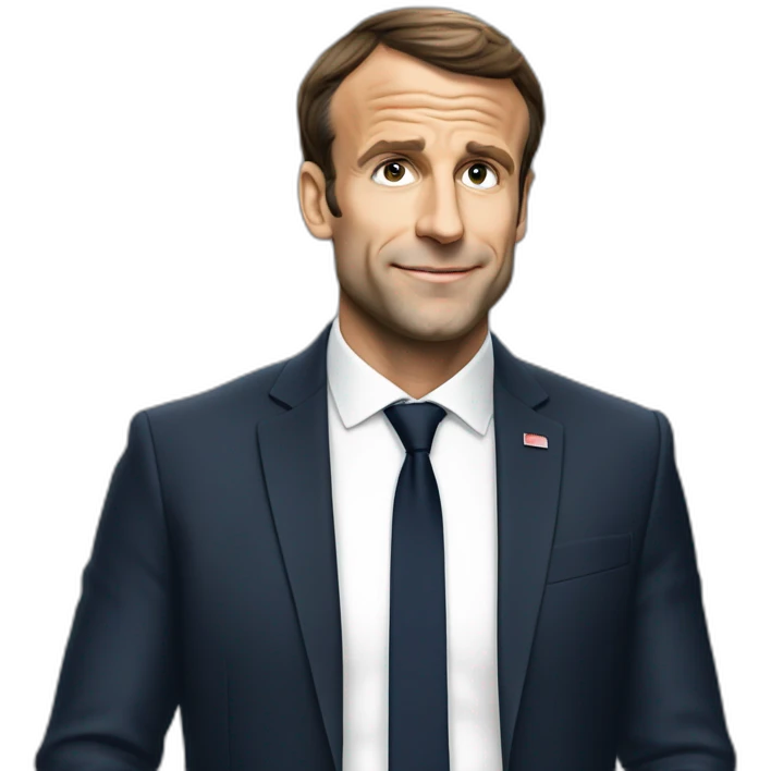Macron qui tient un panneau stop emoji
