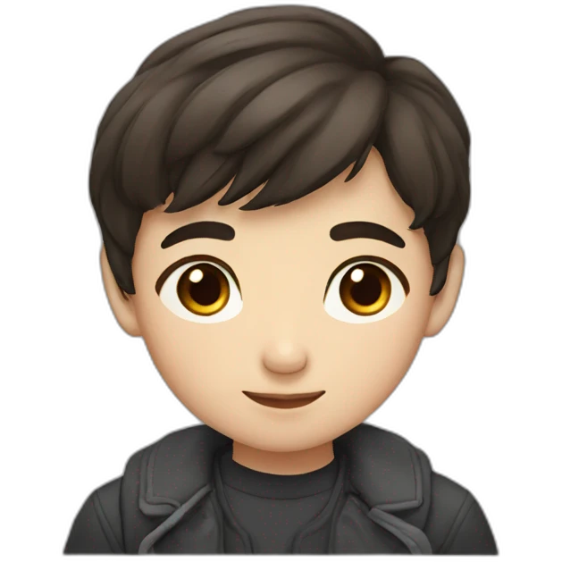 Asian boy with European girl with dark hair and brown eyes emoji