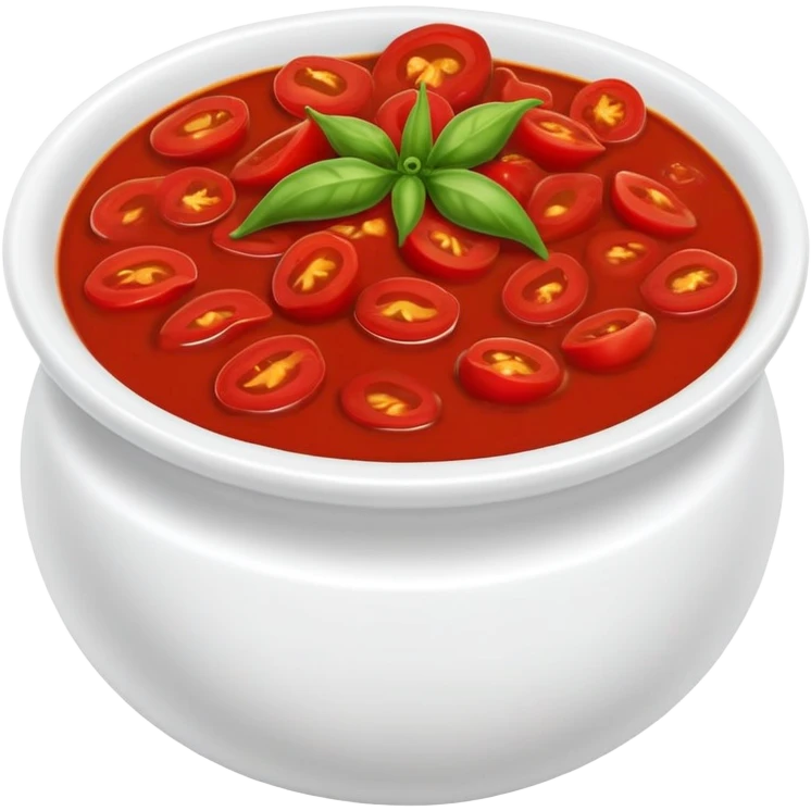 bowl of spicy tomato red chutney with chilies emoji