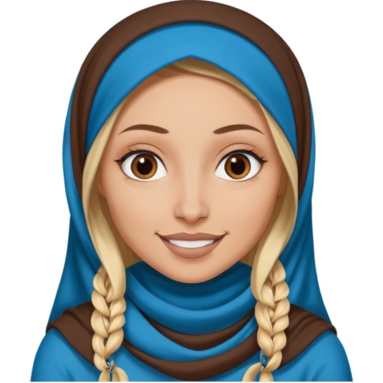 white girl with long blonde hair, blue eyes, tattoos, a septum nose piercing, and a dark skinned woman in a hijab with brown eyes emoji