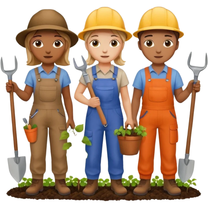 Make a photo of 5 project managers, specificly 3 girls and 2 boys, that are making project for improvment of the vineyard emoji