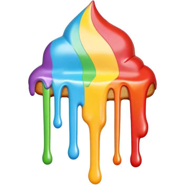 Rainbow colored dripping icing emoji