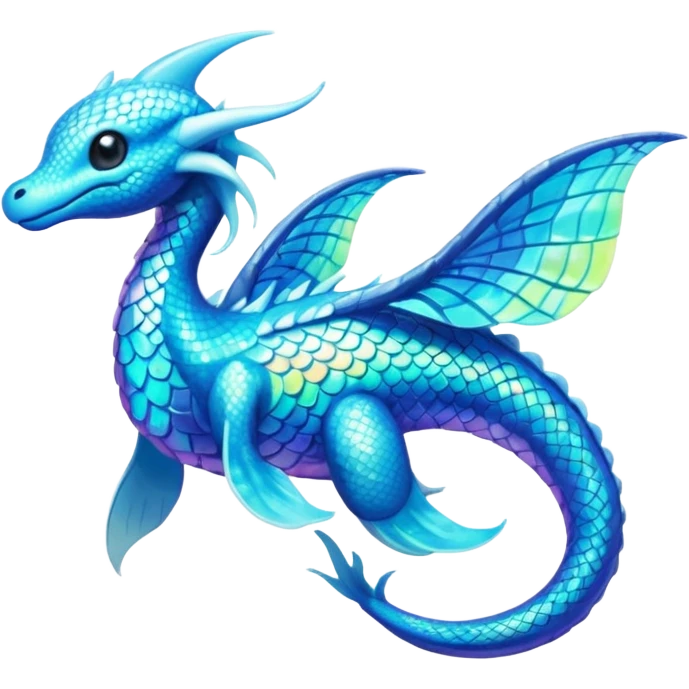 Shiny Sparkly Iridescent Bioluminescent Glowing Lumineon-Amaura-Dragonair-Fakémon-hybrid-creature (full body)  emoji
