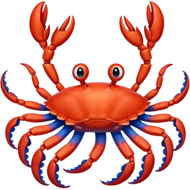 a red crab with two claws and a blue octopus are friends emoji