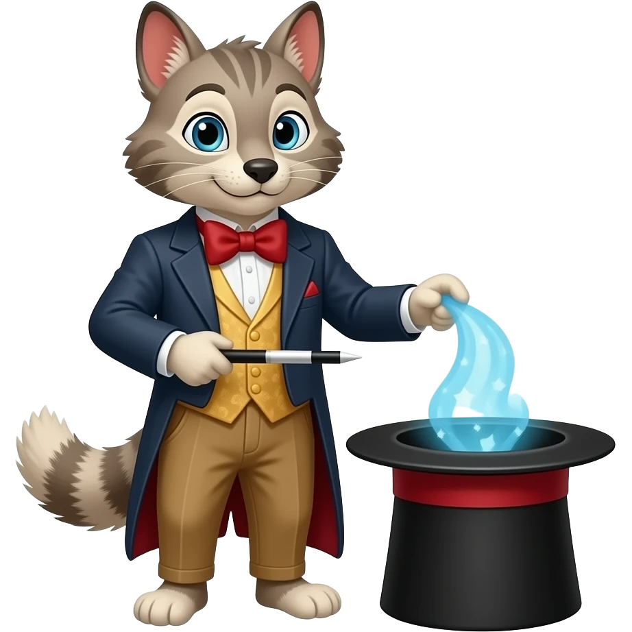 Hazme a un animinal haciendo magia y sacando algo de la gorra emoji