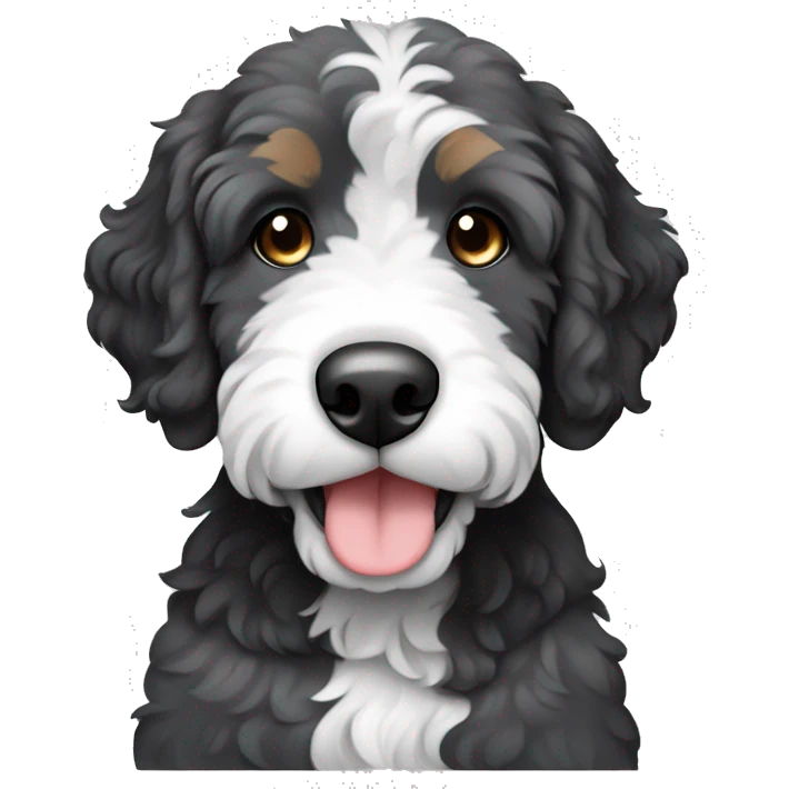 grey black white bernedoodle sitting emoji