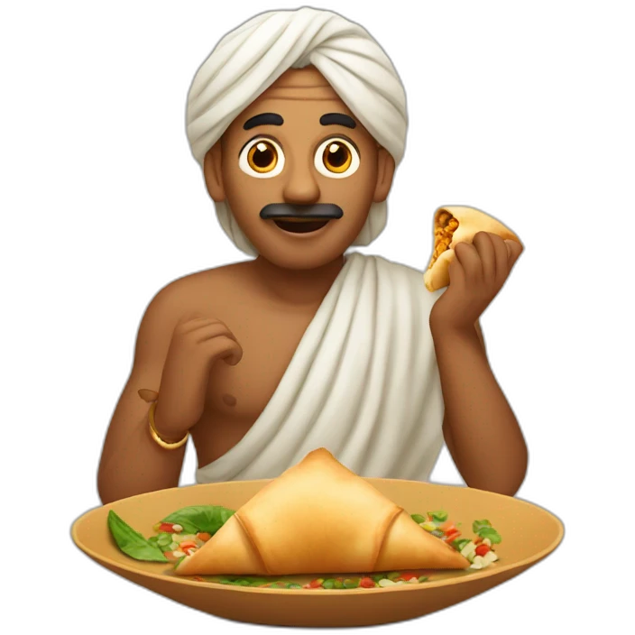 indian man eating a samosa emoji