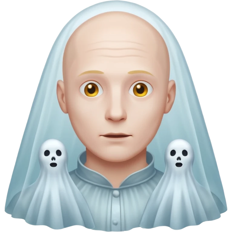 Man with no hair and ghost emoji