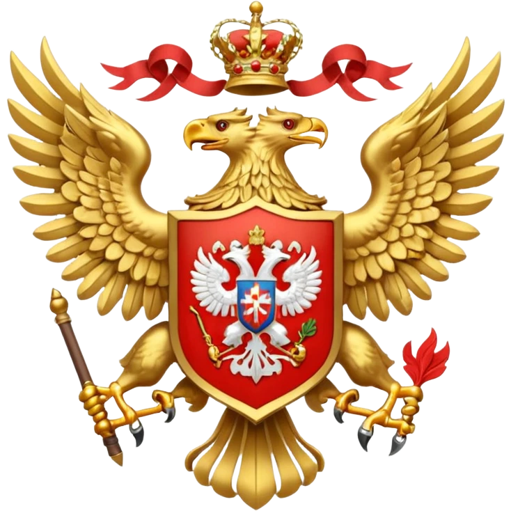 coat of arms of Russia as an emoji, simplified gold double-headed eagle with red shield and horseman emoji