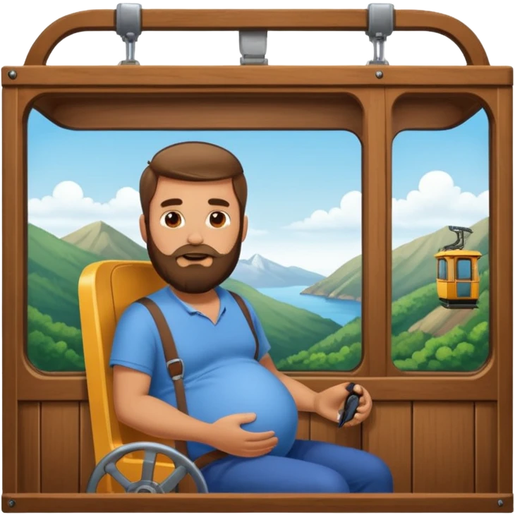 A cableway with a pregnant man inside emoji