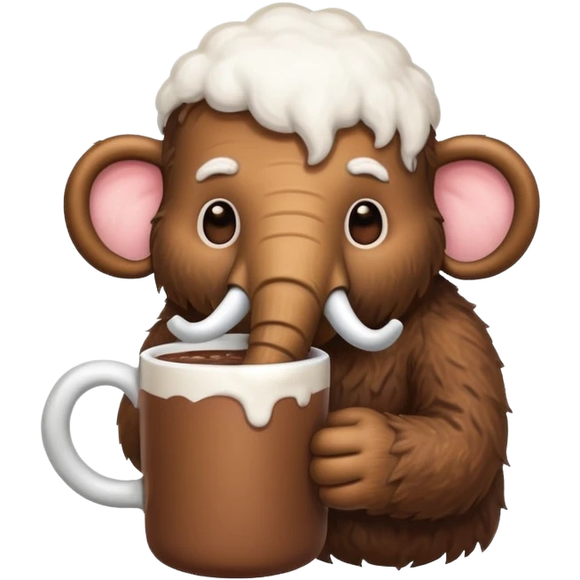 A mammoth who drinks a hot chocolate emoji