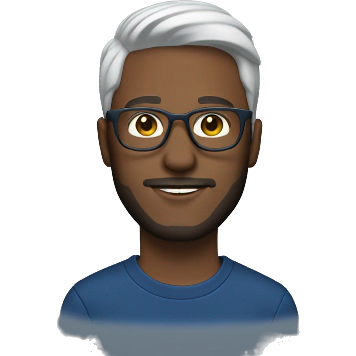 Male, 30 years old, white skin, beard, glasses and dark blue sweatshirt. emoji