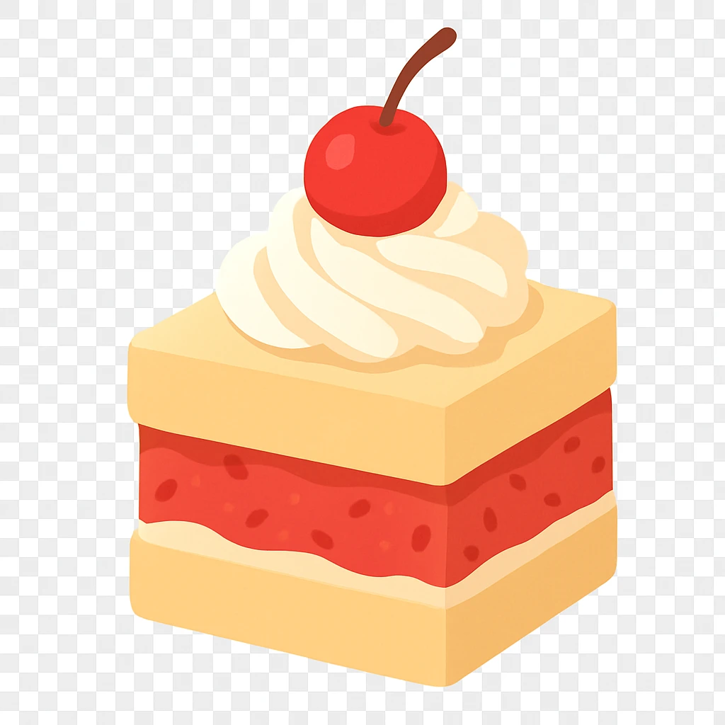 A delicious strawberry shortcake with whipped cream and a cherry on top emoji