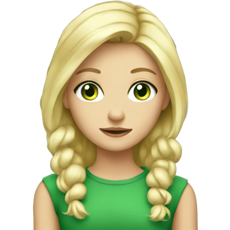 blonde girl with green eyes, cute emoji